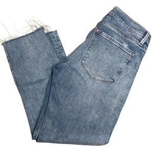 FRAME Le Garcon Jeans Distressed Ripped Raw Hem Light Wash Denim Capri Size 24
